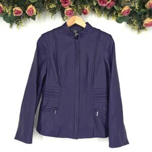 Anne Klein Purple Leather Jacket Size Small